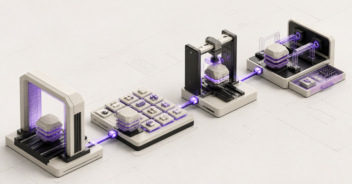 A terminal workflow moving through inspect plan edit and verify checkpoints